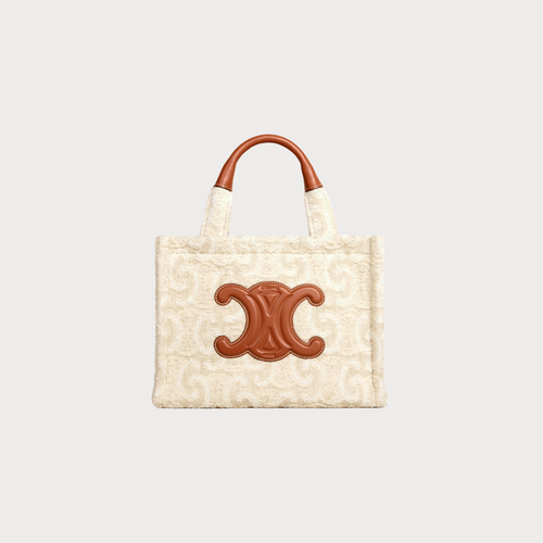 CELINE Triomphe All-Over Small Cabas Thais Textile(White)