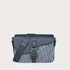 CHRISTIAN DIOR (M) Saddle Messenger Bag with Flap Calfskin(Small/Blue)