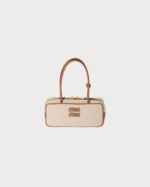 MIU MIU Beau Canvas and Leather Bag | 缪缪 手袋 (米白色)