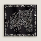 HERMES Complication Equestre Embroidered Scarf 90 | 愛馬仕 頸巾 (黑色)