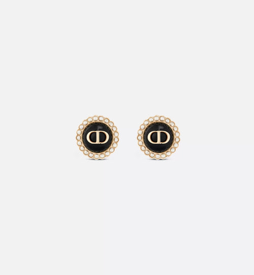 CHRISTIAN DIOR Petit CD Baroque Stud Earrings Gold-Finish Metal | Dior Earrings (Multicolor)