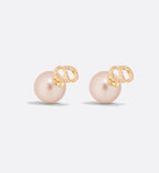 CHRISTIAN DIOR Dior Tribales Earrings Gold-Finish Metal with Iridescent Pink Resin Pearls and Pink Crystals | 迪奥耳环(粉红色)