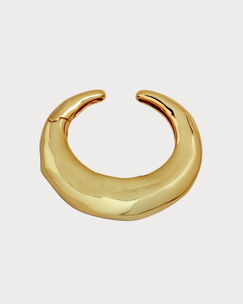 亚丽克西斯·比塔 Large Molten Hinged Cuff Gold 14K镀金黄铜手袋(大码/金色)