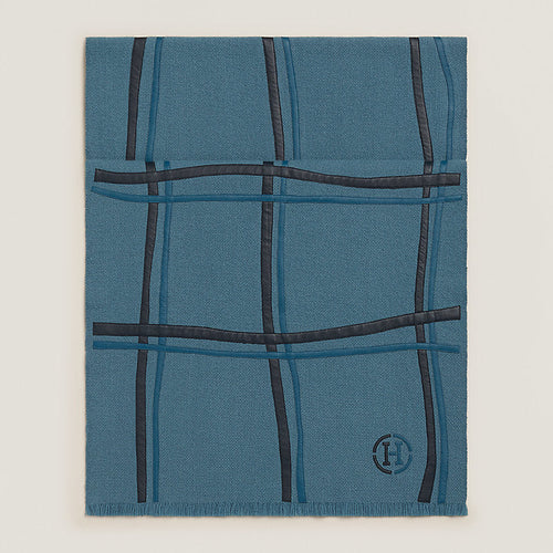 HERMES Carreaux Ondes scarf | 愛馬仕 男仕頸鏈 (藍色)