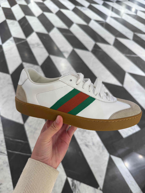 GUCCI Leather Sneaker with Web(3 Colors)