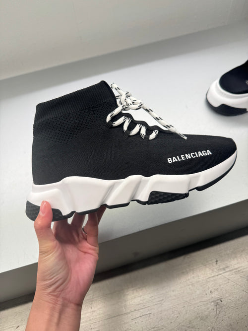 BALENCAIGA Speed Lace Trainers | Balenciaga Sneakers (Black and White)