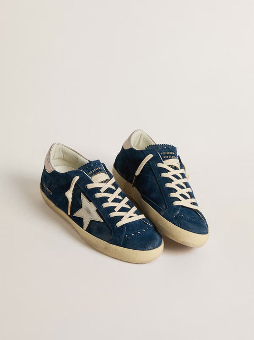 GOLDEN GOOSE Women's Super-Star LTD in blue suede with white star | GOLDEN GOOSE Women's Super-Star LTD in blue suede with white star (blue)