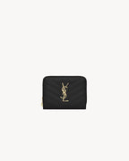 YSL SAINT LAURENT Cassandre Matelasse Compact Zip Around Wallet In Grain Leather | 聖羅蘭 拉鏈銀包 (黑色)