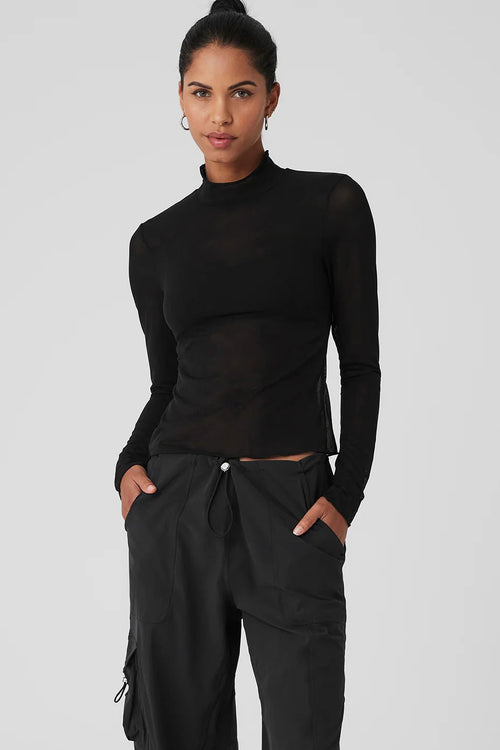 ALO YOGA Mesh Sheer Illusion Mock Neck Long Sleeve | 網眼透膚高領長袖上衣 (多色) - LondonKelly 英國名牌代購