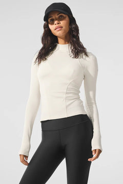 ALO YOGA Ribbed Mesmerize Mock Neck Long Sleeve | 羅紋高領長袖上衣 (多色) - LondonKelly 英國名牌代購