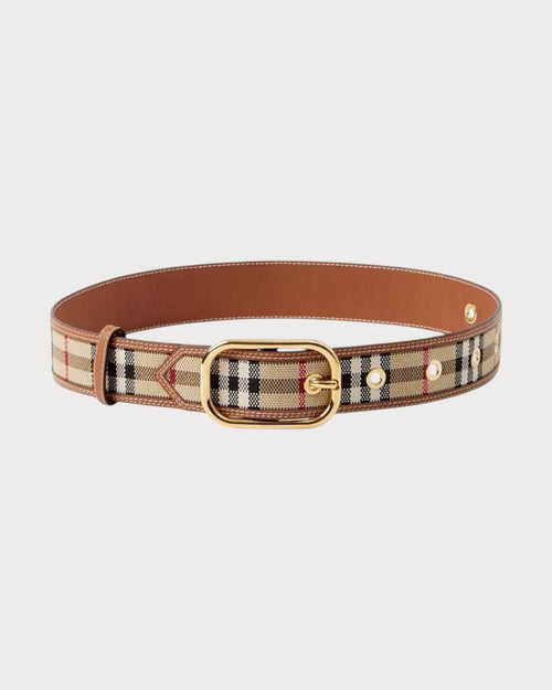 BURBERRY Check and Leather Belt | 博柏利 皮帶 (4CM/啡色) - LONDONKELLY 英國名牌代購
