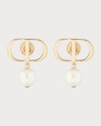 CHRISTIAN DIOR Petit CD Earrings Gold - Finish Metal and White Resin Pearls | 迪奥 耳环 (金色) - LONDONKELLY 英国名牌代购