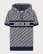 CHRISTIAN DIOR Oblique Hooded Sweatshirt | 迪奥 老花短袖连帽上衣 (蓝色)