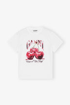 GANNI White Basic Jersey Cherry Relaxed T-shirt | 短袖車厘子上衣 (白色) - LondonKelly 英國名牌代購
