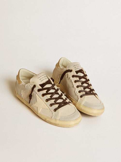GOLDEN GOOSE Women's Super - Star LTD in canvas with TPU star and leather heel tab | 黃金鵝 女款 Super - Star LTD 帆布款,搭配 TPU 星星與皮革後跟標籤(白色) - LondonKelly 英國名牌代購