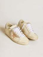 GOLDEN GOOSE Women's Super - Star LTD in nappa leather with nude leather star and glitter heel tab | | 金鹅 女款 Super - Star LTD 采用纳帕皮革,搭配裸色皮革星星与亮片后跟标签(白色) - LondonKelly 英国名牌代购