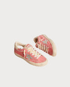 GOLDEN GOOSE Women's Super - Star LTD in red suede with silver star and leather heel tab | 黄金鹅 女款 Super - Star LTD 红色麂皮款,搭配银色星星与皮革后跟标签(红色) - LondonKelly 英国名牌代购