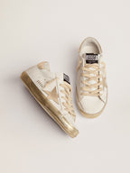 GOLDEN GOOSE Women's Super - Star with gold sparkle foxing and metal stud lettering | 黃金鵝 女款 Super - Star 搭配金色閃亮鞋邊與金屬鉚釘字母(白色) - LondonKelly 英國名牌代購
