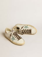 GOLDEN GOOSE Women's Super - Star with gray glitter star and nude leather heel tab | 黃金鵝 女款 Super - Star 搭配灰色亮片星星與裸色皮革後跟標籤(白色) - LondonKelly 英國名牌代購