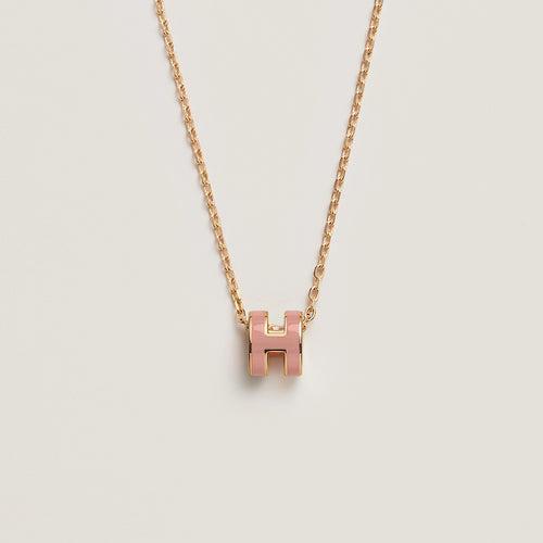 HERMES Rose Gold Mini Pop H Necklace | Hermes rose gold necklace (multi-color)