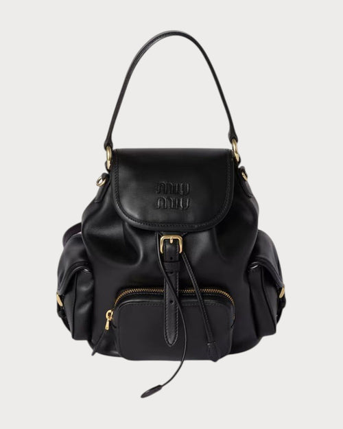 MIU MIU Leather Backpack Medium | 缪缪 中型皮革后背包 (黑色) - LondonKelly 英国名牌代购