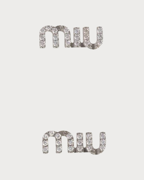 MIU MIU Metal earrings with crystals | 缪缪 耳环 (银色) - LONDONKELLY 英国名牌代购