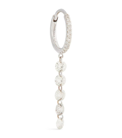 PERSEE White Gold and Diamond Circle Single Hoop Earring | 白金鑽石圓圈單圈耳環 (白金款) - LondonKelly 英國名牌代購