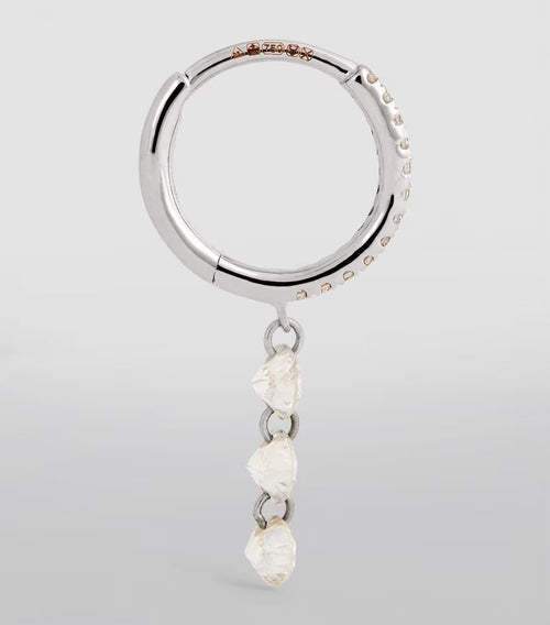 PERSEE White Gold and Diamond Danae Single Hoop Earring | 白金鑽石達娜伊單圈耳環 (白金) - LondonKelly 英國名牌代購