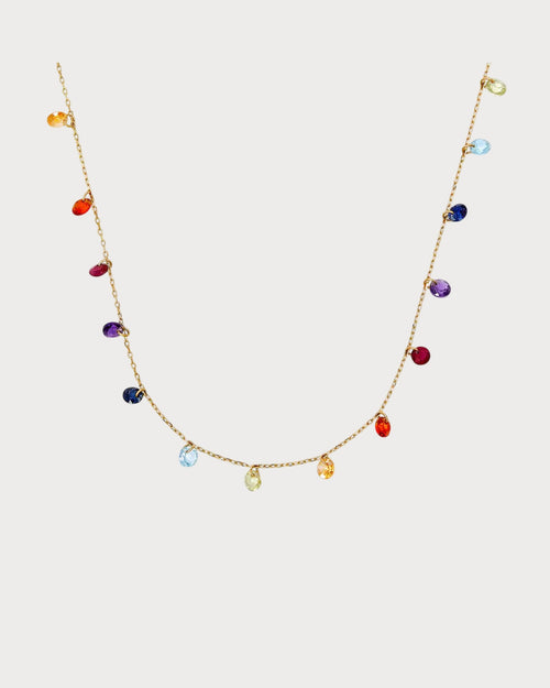 PERSEE Yellow Gold and Multicoloured Stone Chakras Necklace | 黄金多彩能量轮项链 (黄金) - LondonKelly 英国名牌代购