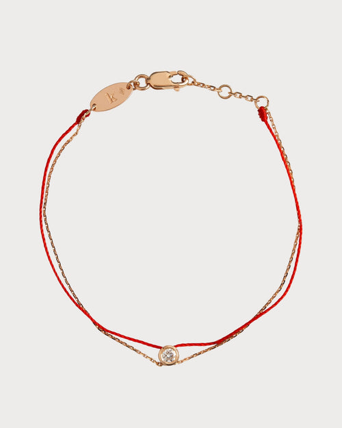 REDLINE Rose Gold and Diamond Pure Elegant Bracelet | 红绳 手链 (0.1CT/玫瑰金) - LondonKelly 英国名牌代购