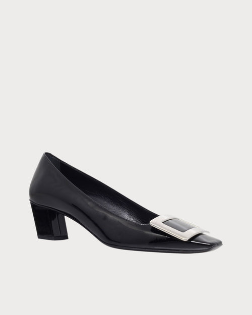 ROGER VIVIER Patent Belle Vivier Metal Buckle Pumps | RV 高跟鞋 (黑色亮皮) - LondonKelly 英國名牌代購