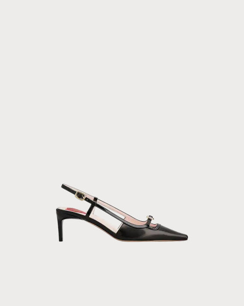 ROGER VIVIER Viv' Canard Slingback Pumps in Leather | RV 皮革後帶高跟鞋 (黑色) - LondonKelly 英國名牌代購