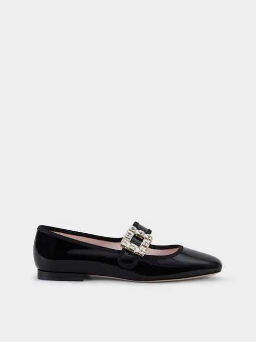 ROGER VIVIERE Tres Vivier Mary Janes in Patent Leather | RV 漆皮材質瑪麗珍鞋 (黑色) - LondonKelly 英國名牌代購