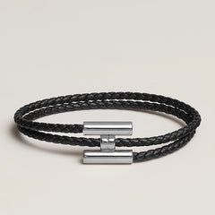 HERMES Tournis Tresse Bracelet | 愛馬仕 男仕手帶 (Black)