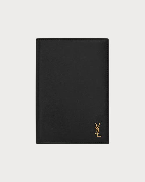 YSL SAINT LAURENT Men's Tiny Cassandre Passport Holder In Matte Leather | 聖羅蘭 男仕護照套 (黑色) - LONDONKELLY 英國名牌代購