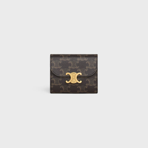 CELINE Small Wallet Triomphe | 賽琳 凱旋門金扣銀包 (Tan)