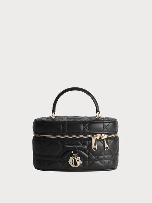 CHRISTIAN DIOR Mini Vanity Cannage Lambskin(Black)
