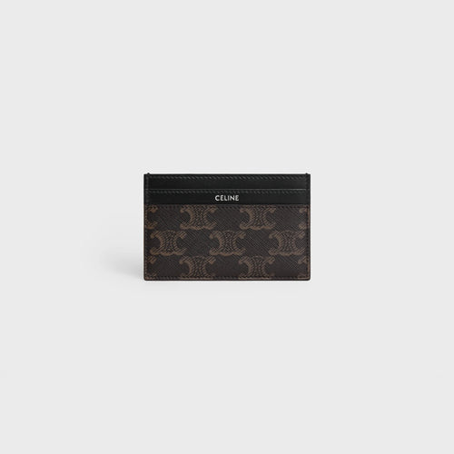 CELINE Card Holder in Triomphe Canvas and Calfskin (Black)