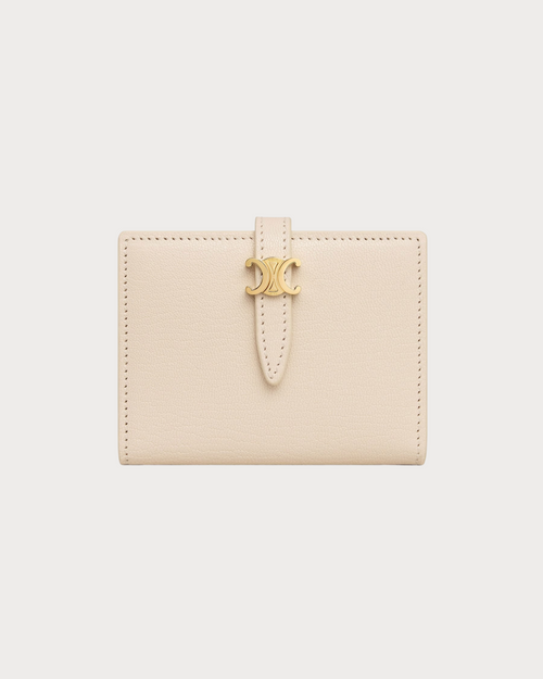 CELINE Triomphe Pontet Bi-Fold Card Holder Goatskin(Black)