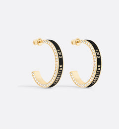CHRISTIAN DIOR Large Dior Night Code Hoop Earrings Gold-Finish Metal, White Crystals | 迪奧 耳環 (多色)