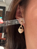 CHANEL CC Heart Charm Hoop Earrings(Gold)
