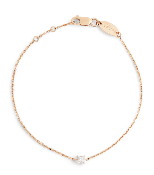 REDLINE White Gold and Diamond Princesse Bracelet | Red String Bracelet (0.11CT/Multicolor) 