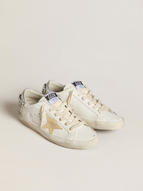 GOLDEN GOOSE Super-Star LTD with suede star and leather heel tab with crystals | 黃金鵝 Super-Star LTD 搭配麂皮星星與施華洛世奇水晶皮革後跟標籤（白色）