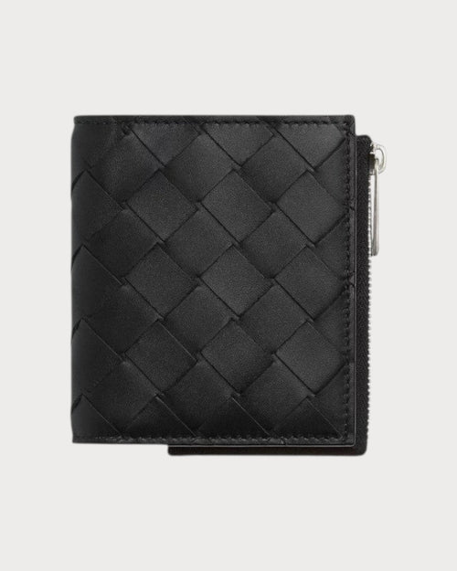 BOTTEGA VENETA Men's Intrecciato Bi - Fold Wallet With Zip | 葆蝶家 男仕銀包 (黑色) - LONDONKELLY 英國名牌代購
