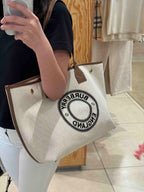BURBERRY Round Logo Tote Bag Canvas(Dark Wheat) - LONDONKELLY 英國名牌代購