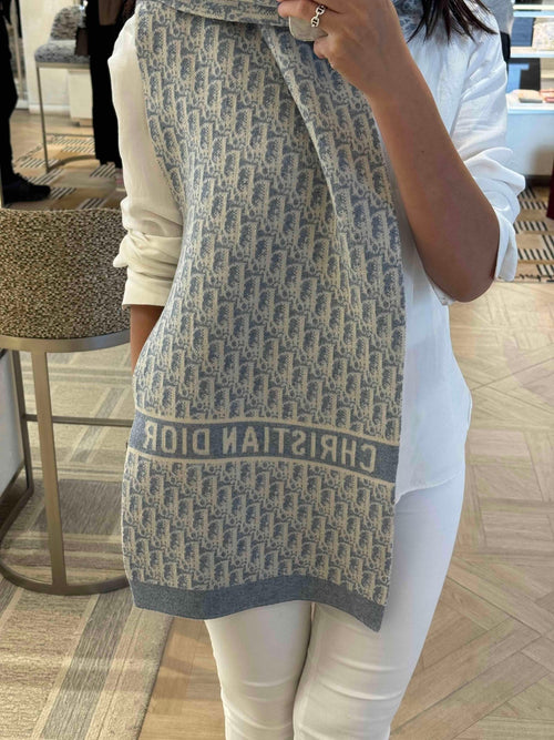 CHRISTIAN DIOR Dior Oblique Cashmere Scarf(Blue) - LONDONKELLY 英國名牌代購