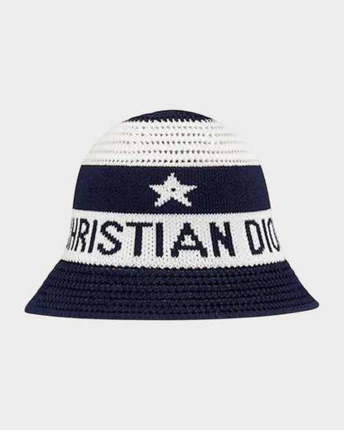 [2023 新款] CHRISTIAN DIOR D-Tulipe Mesh Cloche | 迪奧 網眼布鐘形帽 (藍白色)