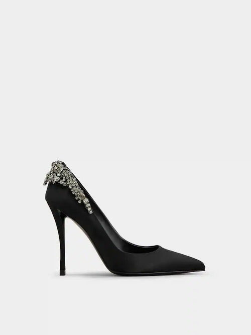 ROGER VIVIERE Efflorescence Pumps in Satin | RV 緞面高跟鞋 (黑色) - LondonKelly 英國名牌代購