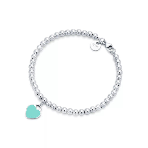 TIFFANY & CO. Return to Tiffany Blue Heart Tag Bead Bracelet in Silver | 蒂芙尼 手鏈 (銀色) - LONDONKELLY 英國名牌代購