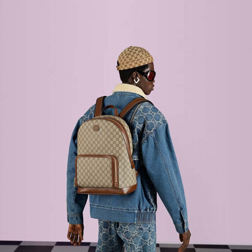 GUCCI Men's Backpack with Interlocking G | 古馳 男仕背囊 (啡色)
